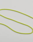 sterling silver box chain coated in lime green acrylic color