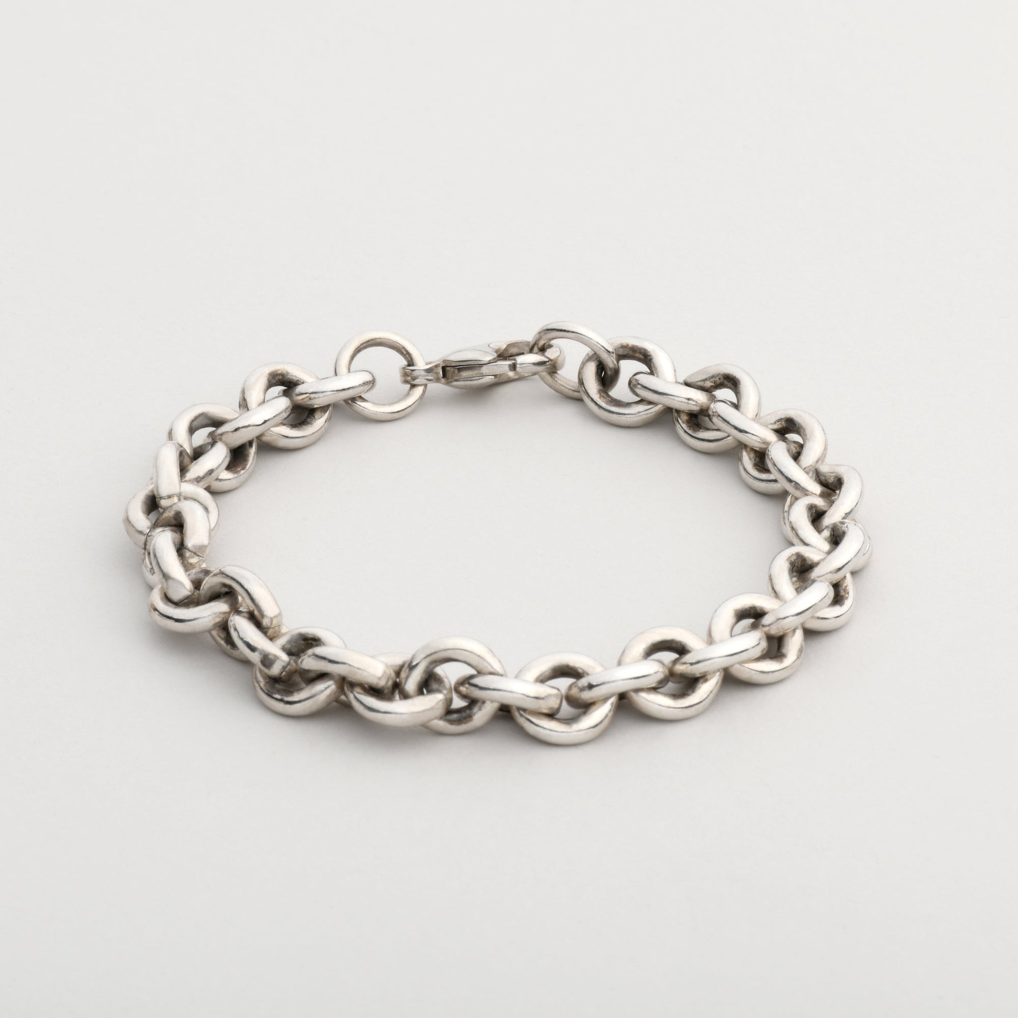 rolo chain bracelet with chunky sterling silver