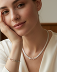 Sterling silver bracelet with a mesh style chain featuring a circular hinge clasp, by Sincerely Chain Co.