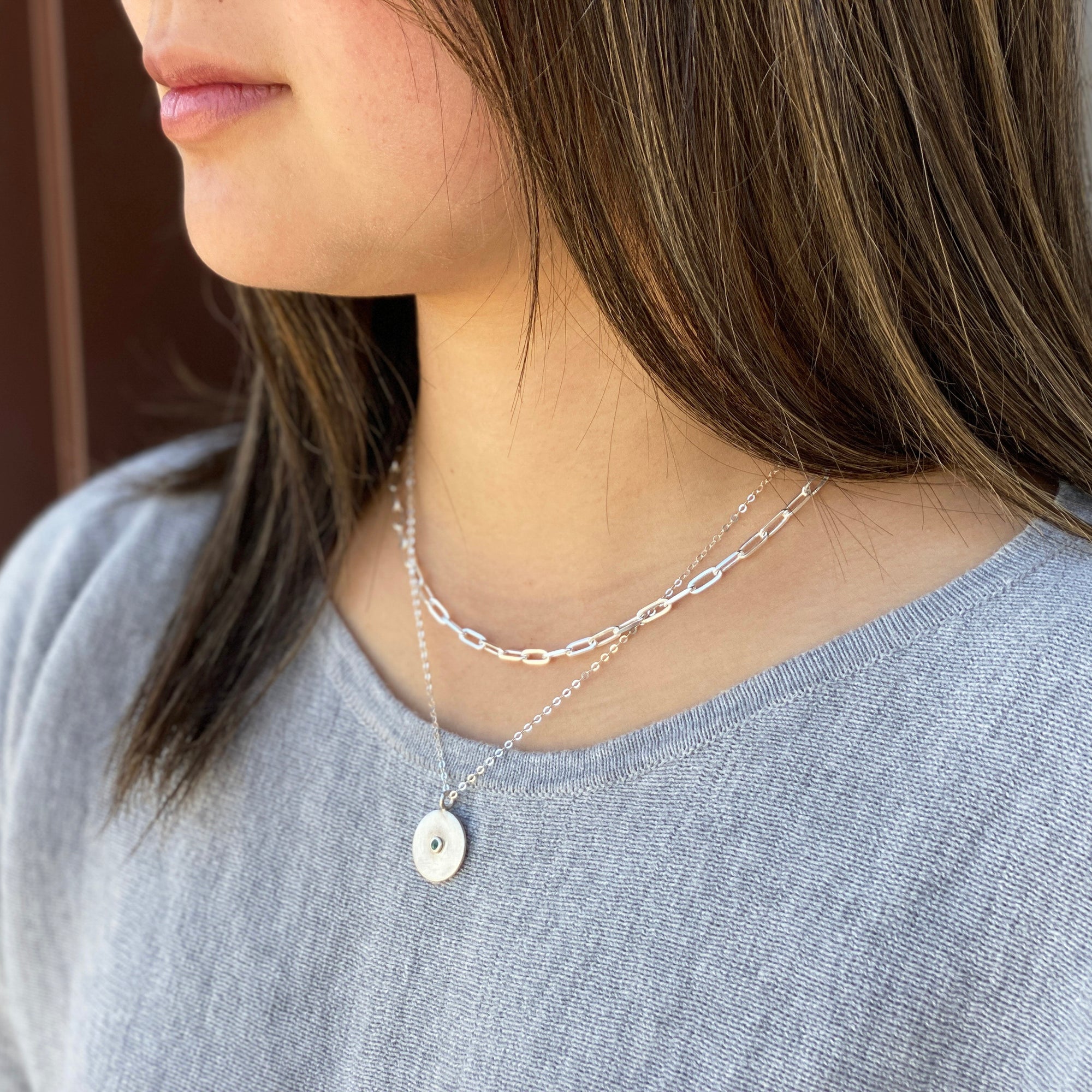 Sol Pendant with the Dainty Broadway Chain | Adjustable slider ball
