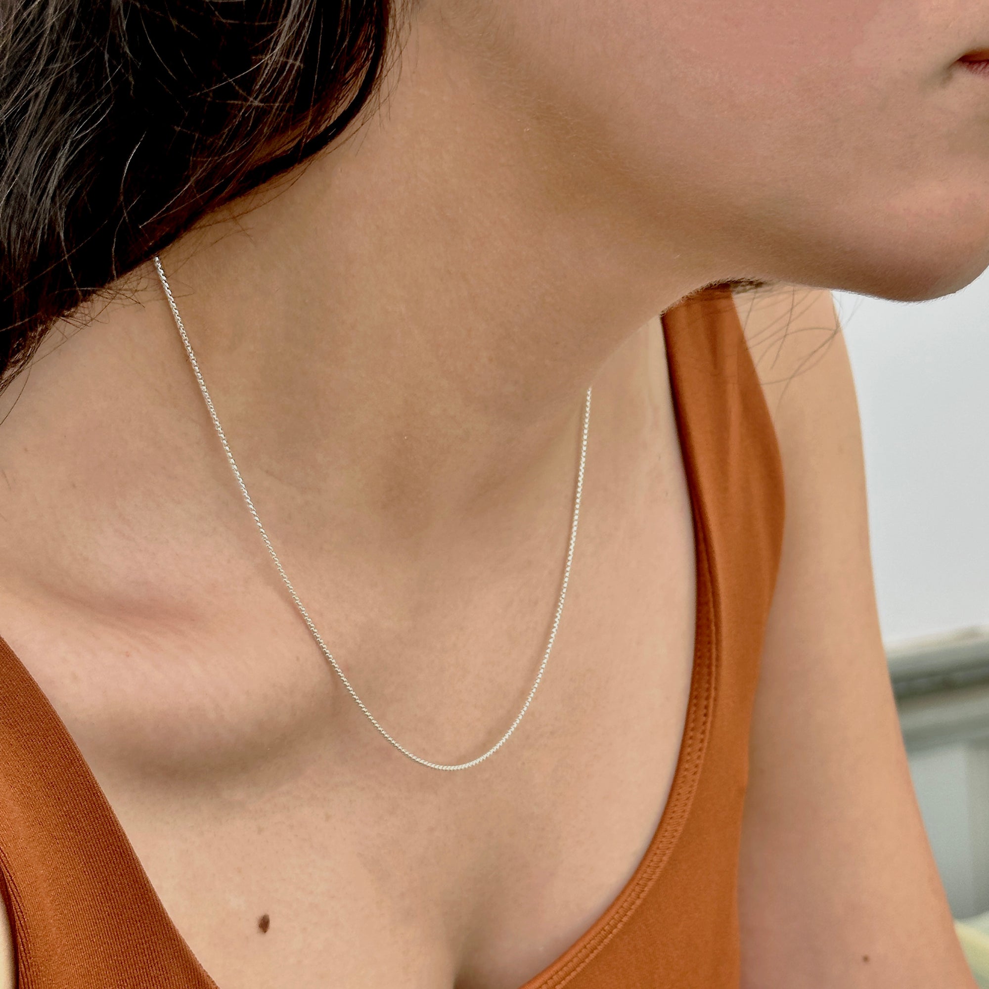 Fine Box Chain Necklace | Adjustable 22" / 56 cm