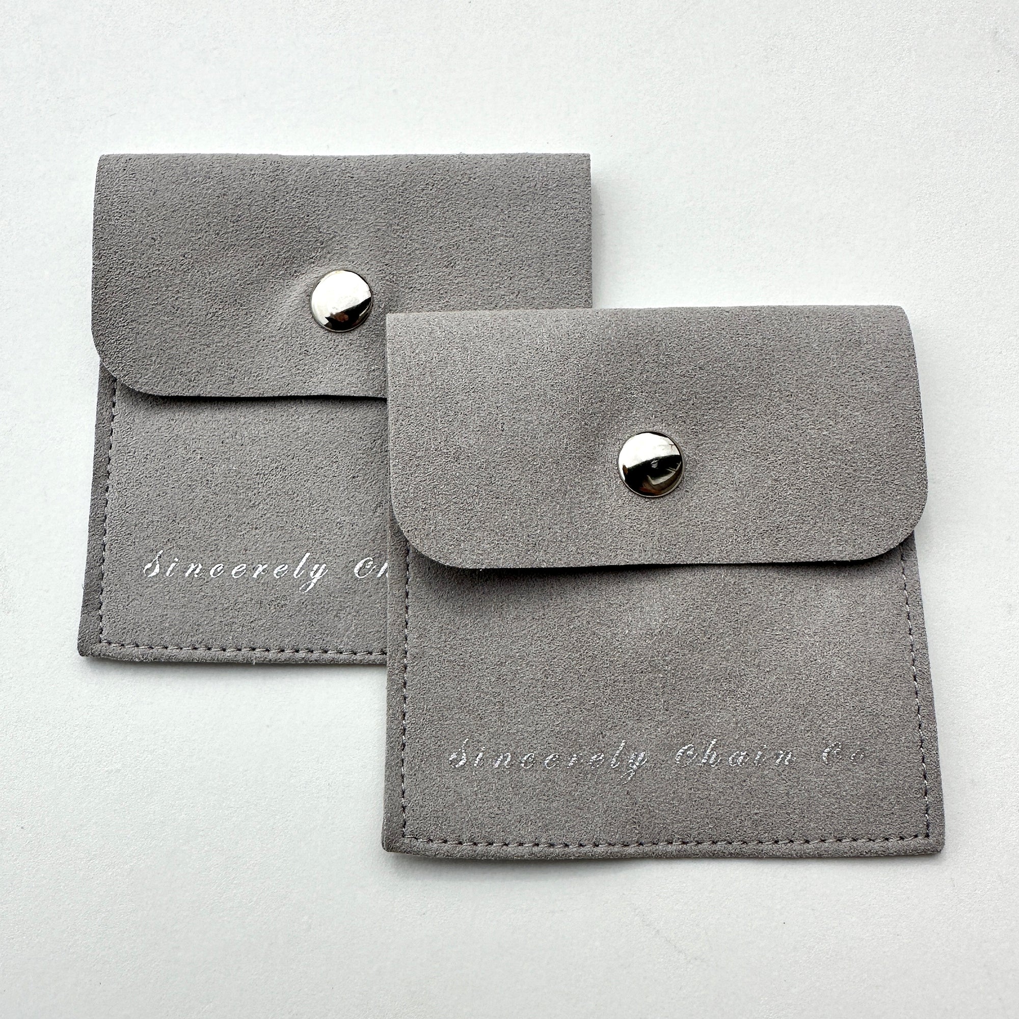 jewelry organizer button pouch made from grey microfiber