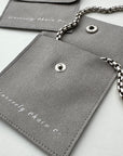 branded microfiber jewelry pouch with sterling silver box chain