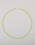 high quality lime color coated sterling silver necklace in a tight box chain style, minimalist jewelry by Sincerely Chain Co.
