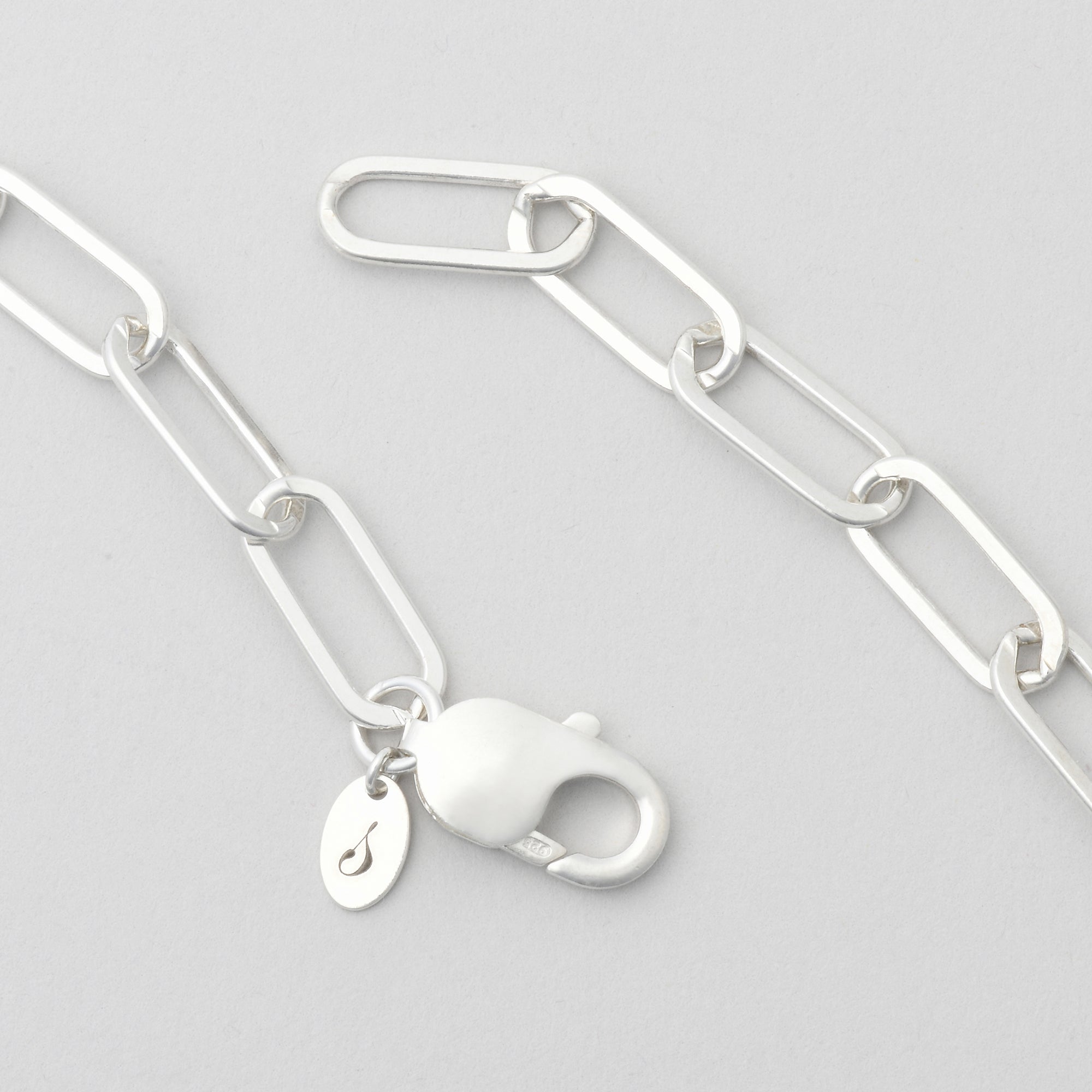 large paperclip chain in sterling silver with large lobster clasp