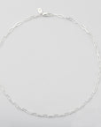 silver necklace in a circle with paperclip chain links