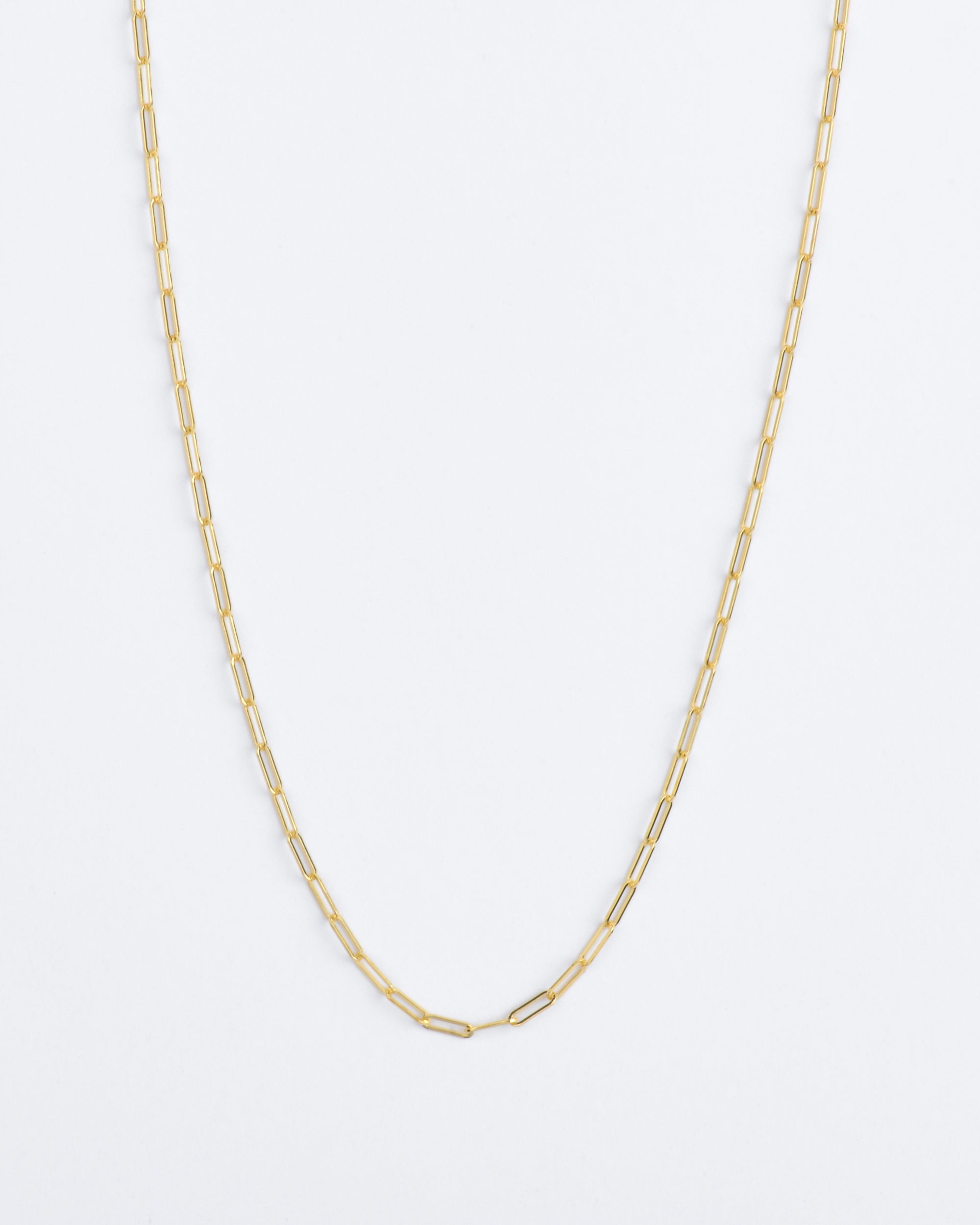 14k solid gold necklace with paperclip links, minimalist everyday jewelry by Sincerely Chain Co.