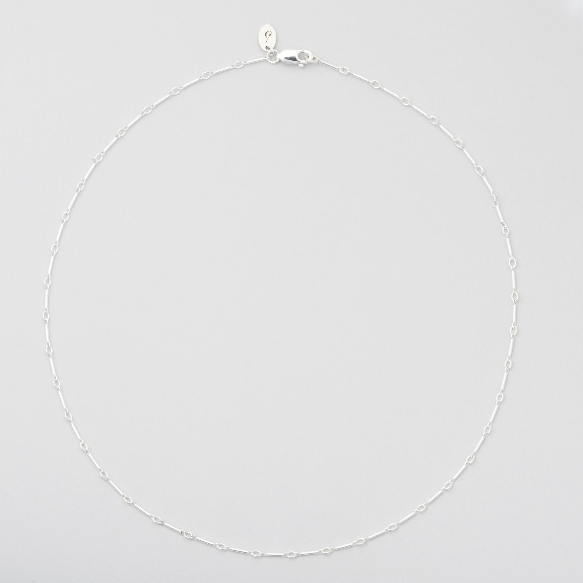 long short bar and ring chain in sterling silver necklace