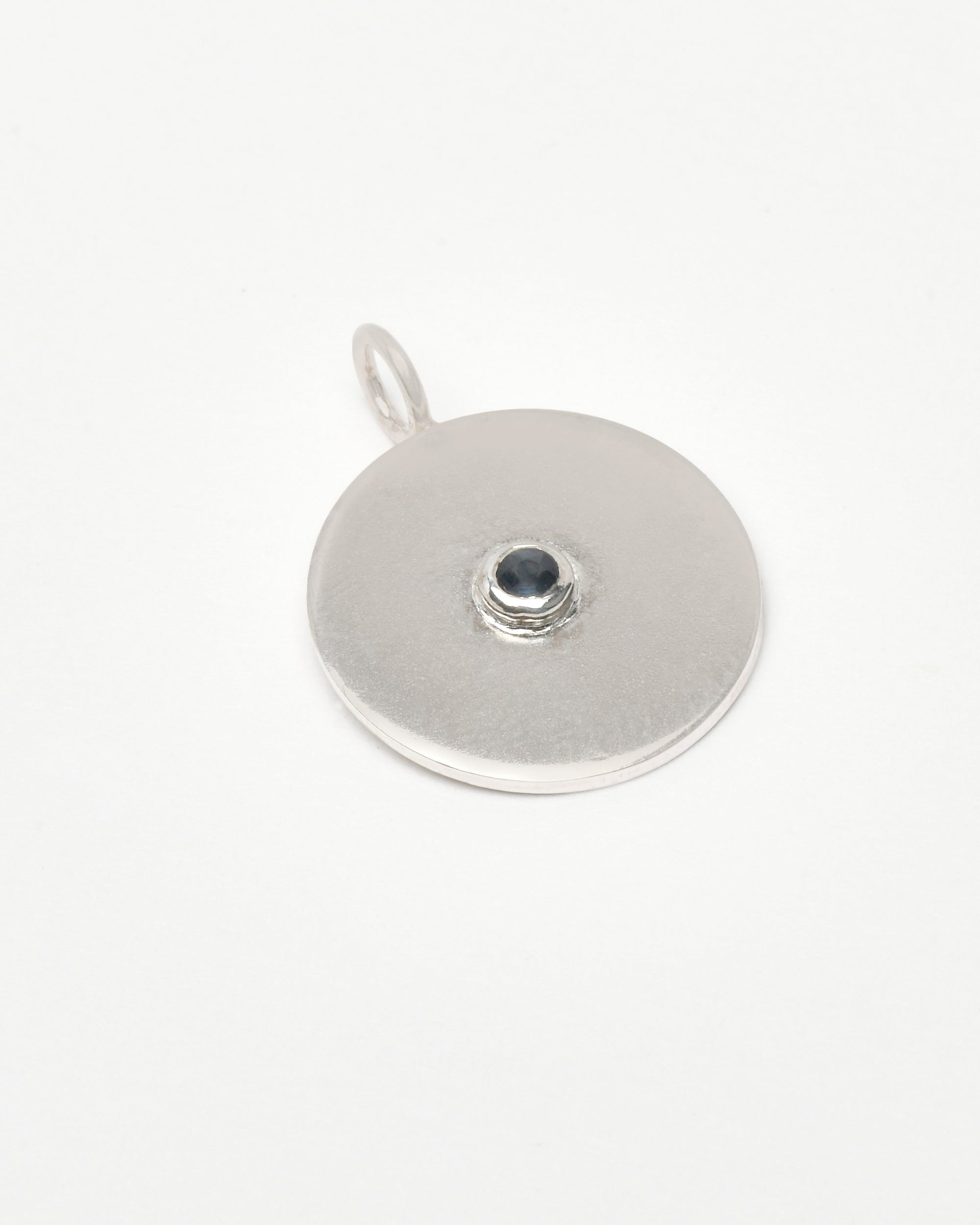 Sterling silver pendant with natural sapphire gemstone, minimalist everyday jewelry by Sincerely Chain Co.