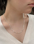 mexican women wearing sterling silver necklace with rectangle links