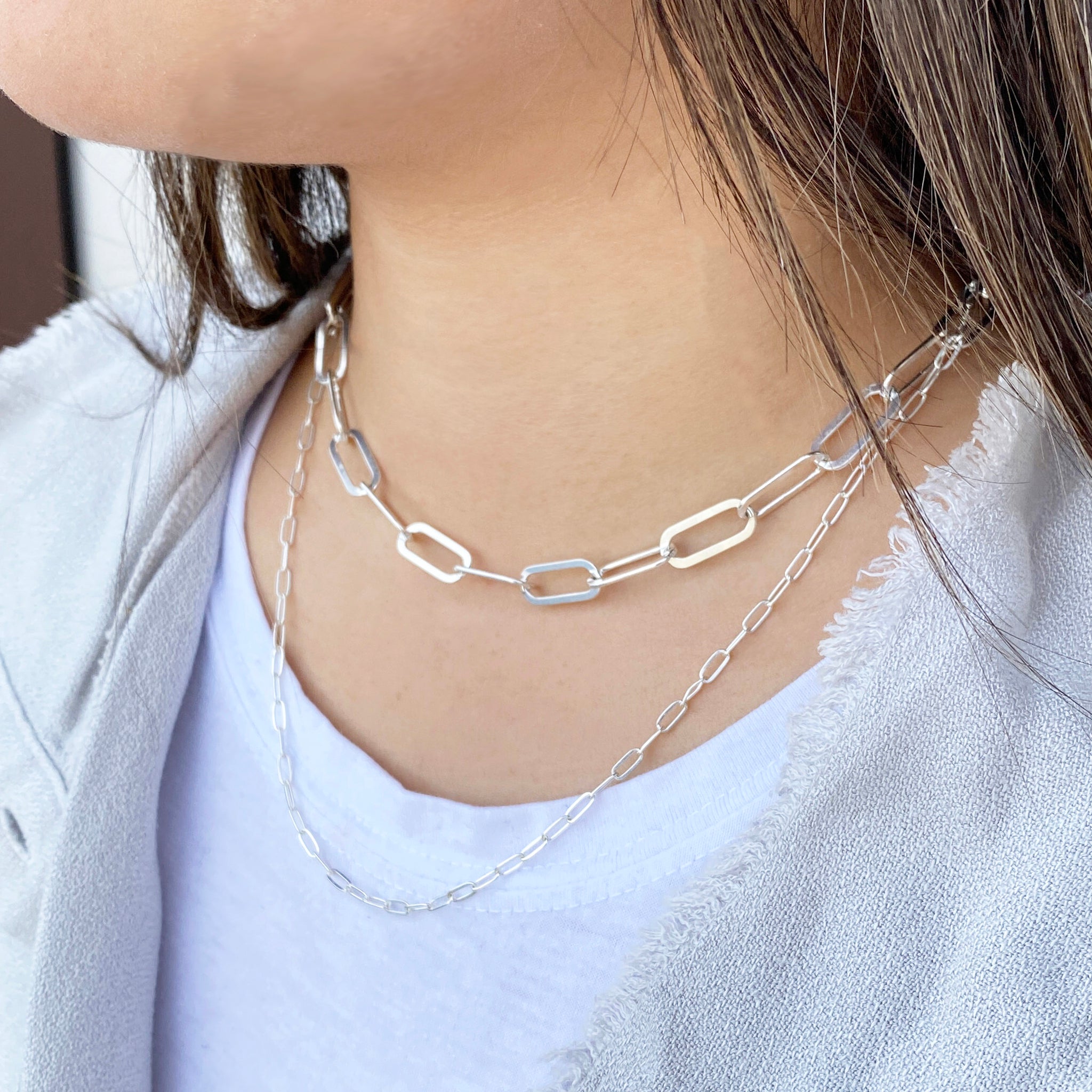 Sterling Silver Paper Clip Necklace - Sterling Silver Collection